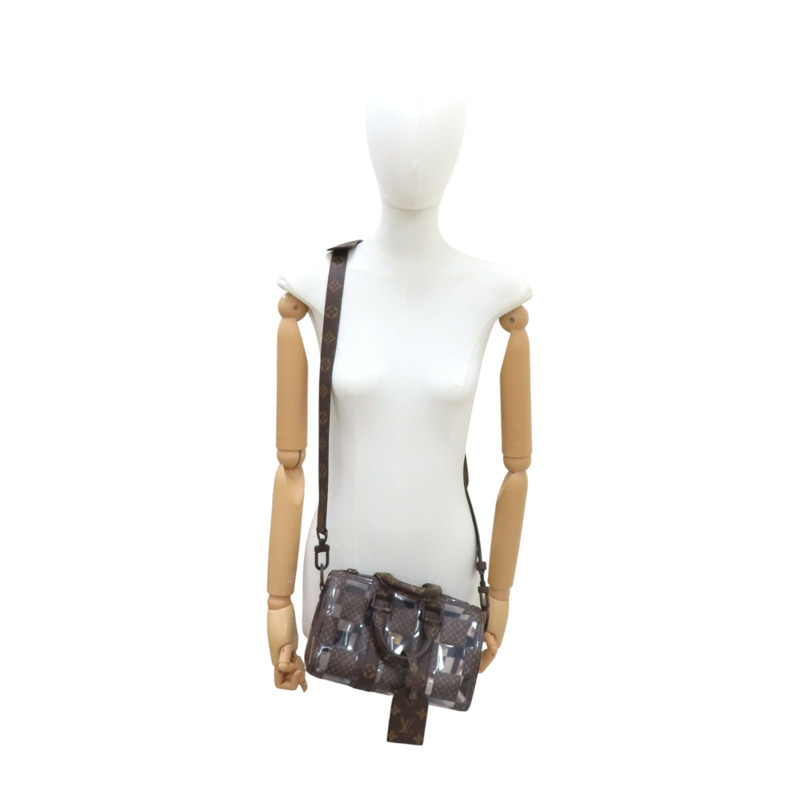 棕色 原花帆布 透明格紋 Keepall Bandouliere 25 兩用包 M20872【LOUIS VUITTON LV 路易威登】 M20872-11