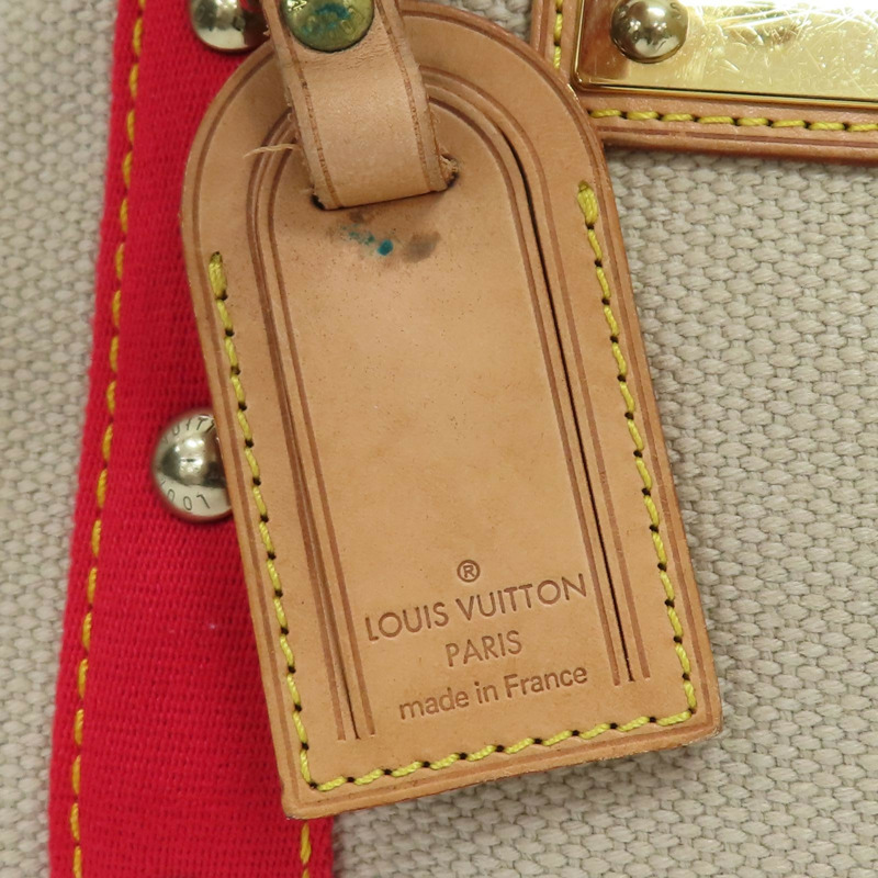 米/紅色 帆布 Antigua Cabas PM 手提包【LOUIS VUITTON LV 路易威登】 M40038-10