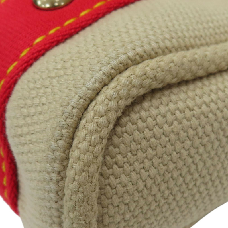 米/紅色 帆布 Antigua Cabas PM 手提包【LOUIS VUITTON LV 路易威登】 M40038-13