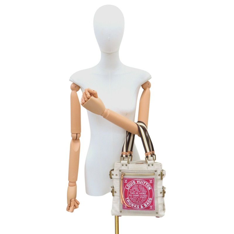 米/紅色 帆布 Globe Shopper PM 手提包【LOUIS VUITTON LV 路易威登】 M95115-13