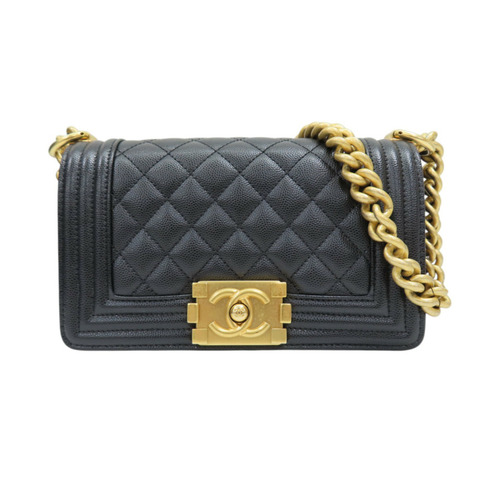 黑色 菱格紋 荔枝紋 牛皮 Boy 20 鏈帶 肩背包【CHANEL 香奈兒】 A67085