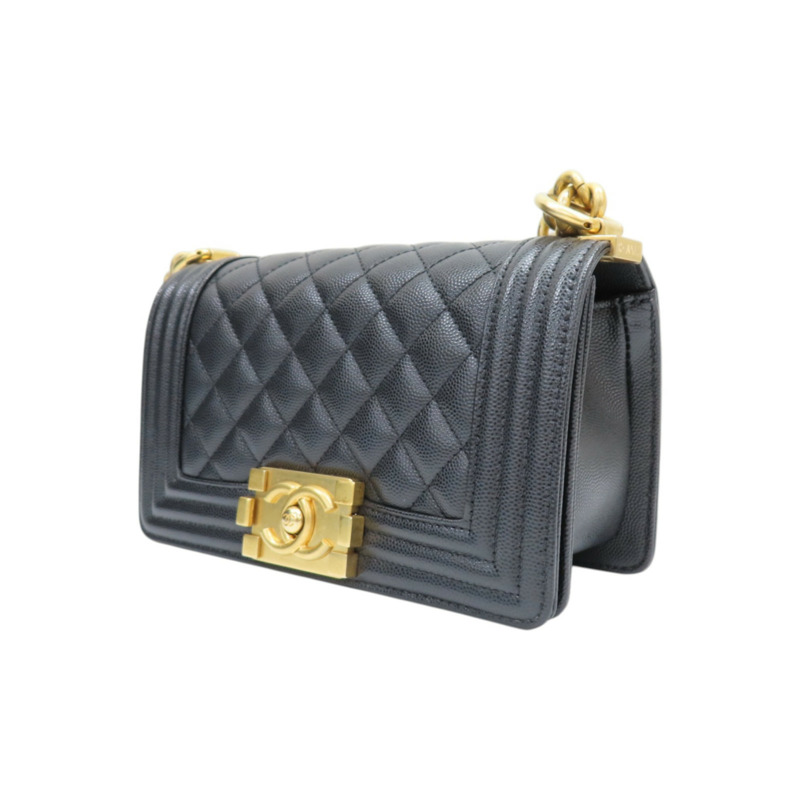 黑色 菱格紋 荔枝紋 牛皮 Boy 20 鏈帶 肩背包【CHANEL 香奈兒】 A67085-2