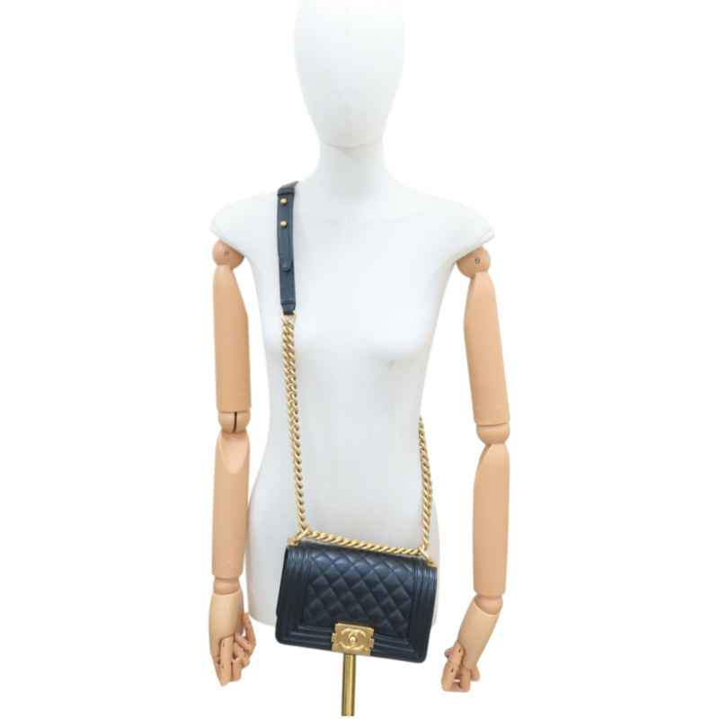 黑色 菱格紋 荔枝紋 牛皮 Boy 20 鏈帶 肩背包【CHANEL 香奈兒】 A67085-8