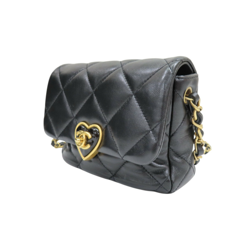 黑色 菱格紋 羊皮 愛心鎖扣口蓋包 肩背包 AS3979【CHANEL 香奈兒】 AS3979-2
