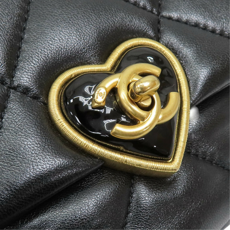 黑色 菱格紋 羊皮 愛心鎖扣口蓋包 肩背包 AS3979【CHANEL 香奈兒】 AS3979-8