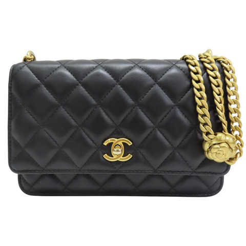 黑色 羊皮 WOC 山茶花調節扣 鍊帶 肩背包【CHANEL 香奈兒】 AP3297