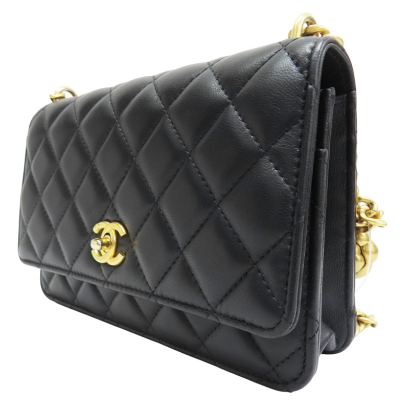 黑色 羊皮 WOC 山茶花調節扣 鍊帶 肩背包【CHANEL 香奈兒】 AP3297-2