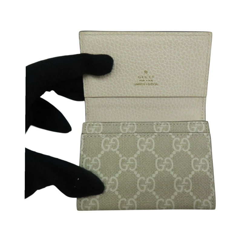 米白色 牛皮 帆布 卡夾 名片夾【GUCCI 古馳】 474748-4