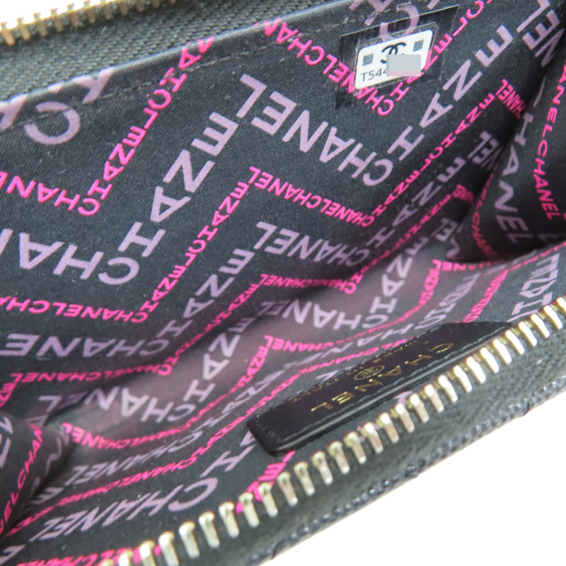 黑色 菱格紋 荔枝牛皮 拉鍊零錢包 淡金釦【CHANEL 香奈兒】 AP4019-4