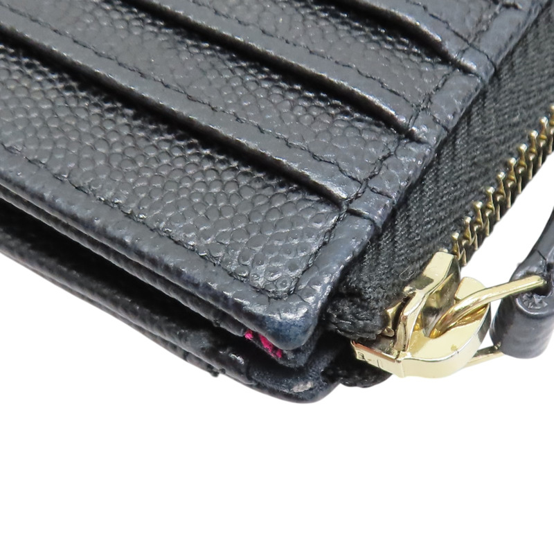 黑色 菱格紋 荔枝牛皮 拉鍊零錢包 淡金釦【CHANEL 香奈兒】 AP4019-9