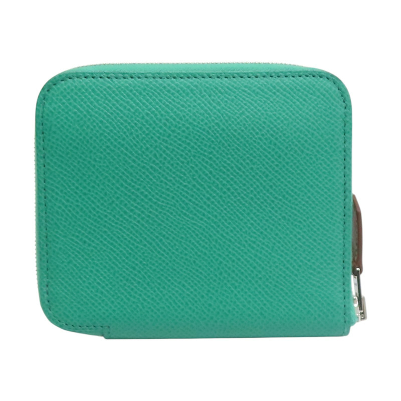 翡翠綠 Epsom牛皮 Silk in Compact 絲巾短夾 Z刻【HERMES 愛馬仕】-1