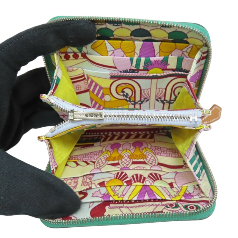 翡翠綠 Epsom牛皮 Silk in Compact 絲巾短夾 Z刻【HERMES 愛馬仕】-4