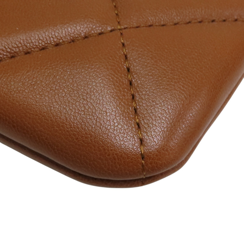 棕色 菱格紋 羊皮 CHANEL19 poach 拉鍊長夾【CHANEL 香奈兒】-9