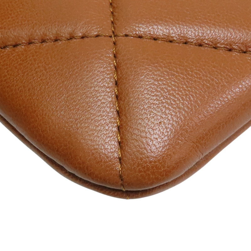 棕色 菱格紋 羊皮 CHANEL19 poach 拉鍊長夾【CHANEL 香奈兒】-10