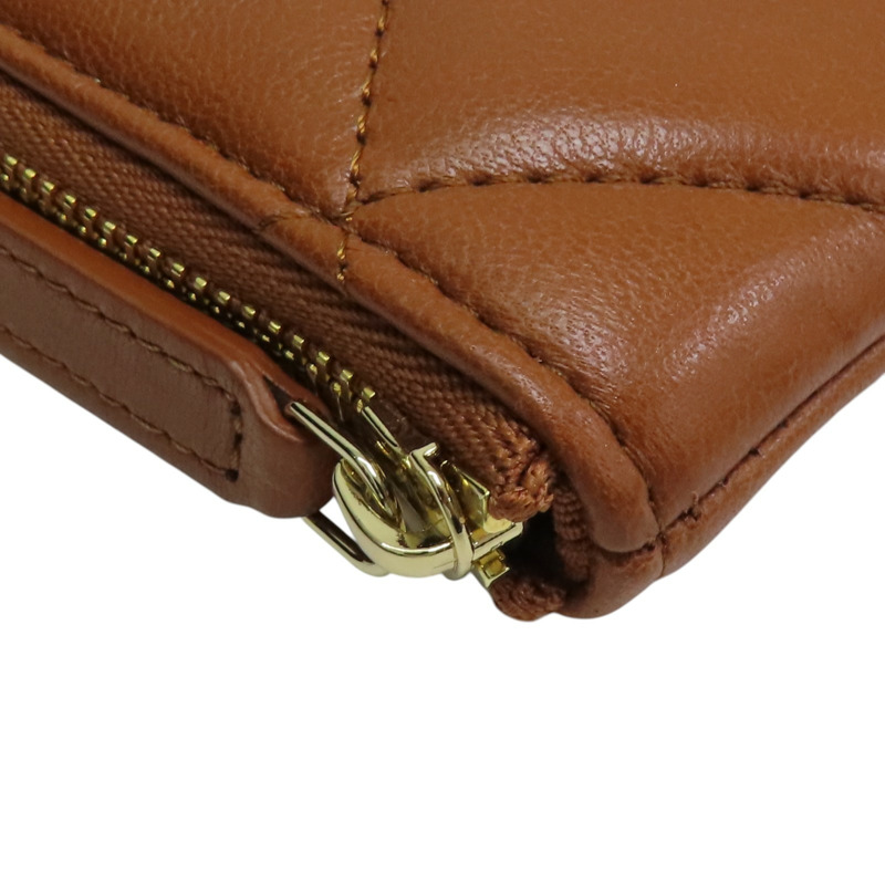 棕色 菱格紋 羊皮 CHANEL19 poach 拉鍊長夾【CHANEL 香奈兒】-11