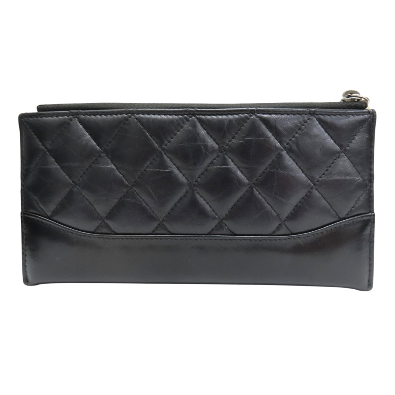 黑色 牛皮 Gabrielle Zipped 拉鍊長夾【CHANEL 香奈兒】-1