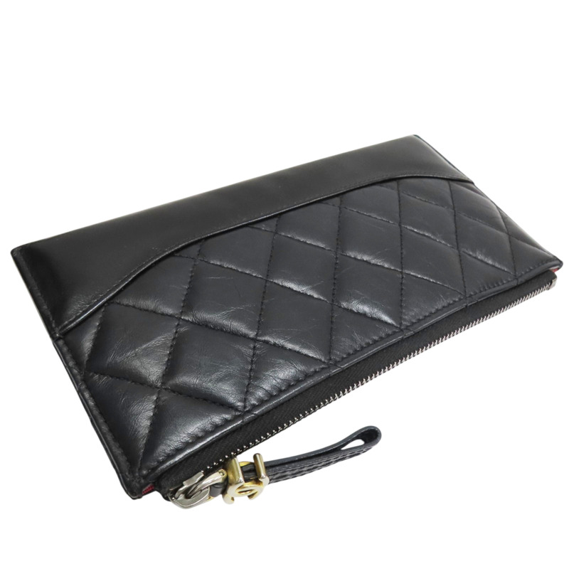 黑色 牛皮 Gabrielle Zipped 拉鍊長夾【CHANEL 香奈兒】-3