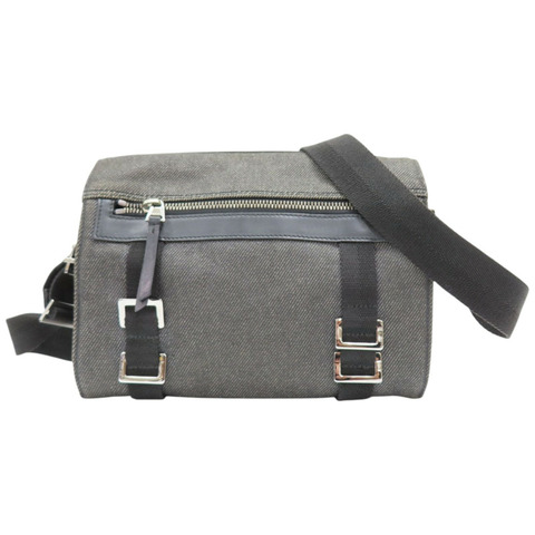 灰色 單寧布 黑色牛皮 肩背包【GUCCI 古馳】 90764