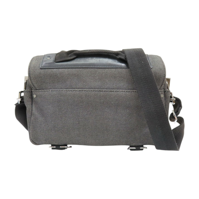 灰色 單寧布 黑色牛皮 肩背包【GUCCI 古馳】 90764-1