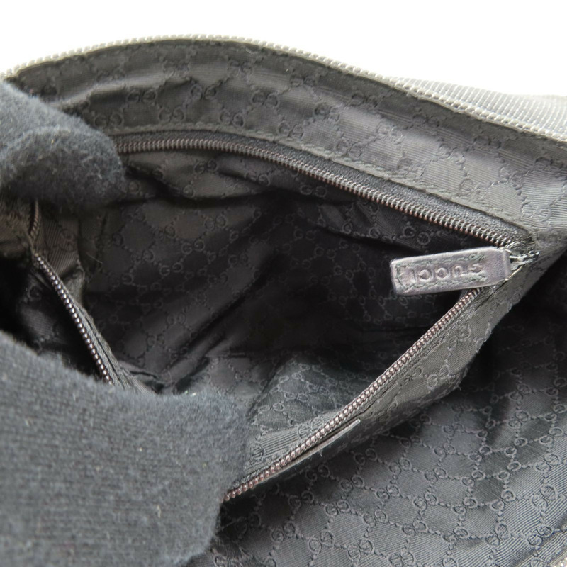 灰色 單寧布 黑色牛皮 肩背包【GUCCI 古馳】 90764-5