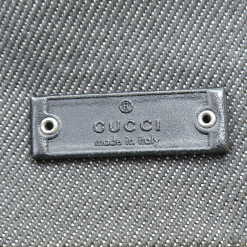 灰色 單寧布 黑色牛皮 肩背包【GUCCI 古馳】 90764-6