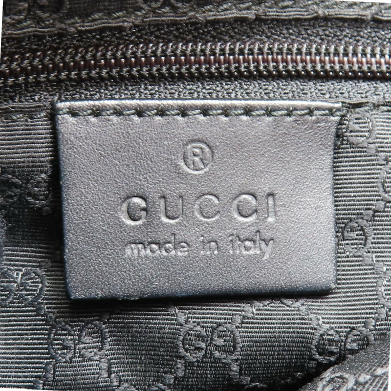 灰色 單寧布 黑色牛皮 肩背包【GUCCI 古馳】 90764-7