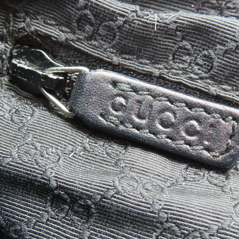 灰色 單寧布 黑色牛皮 肩背包【GUCCI 古馳】 90764-9