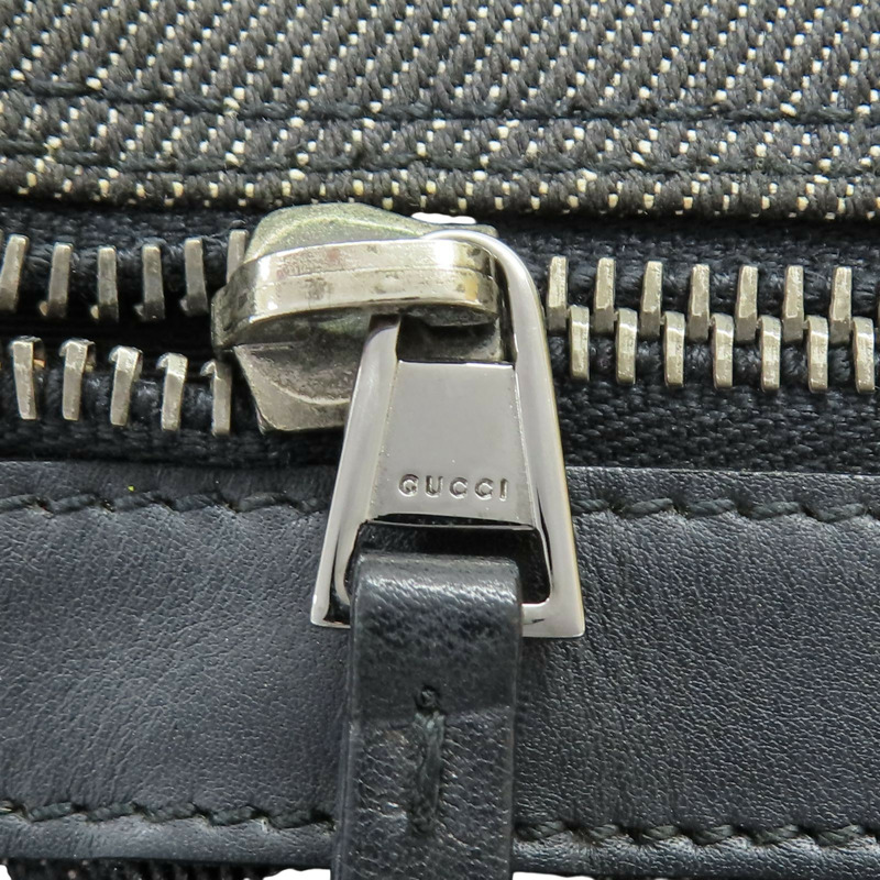 灰色 單寧布 黑色牛皮 肩背包【GUCCI 古馳】 90764-10