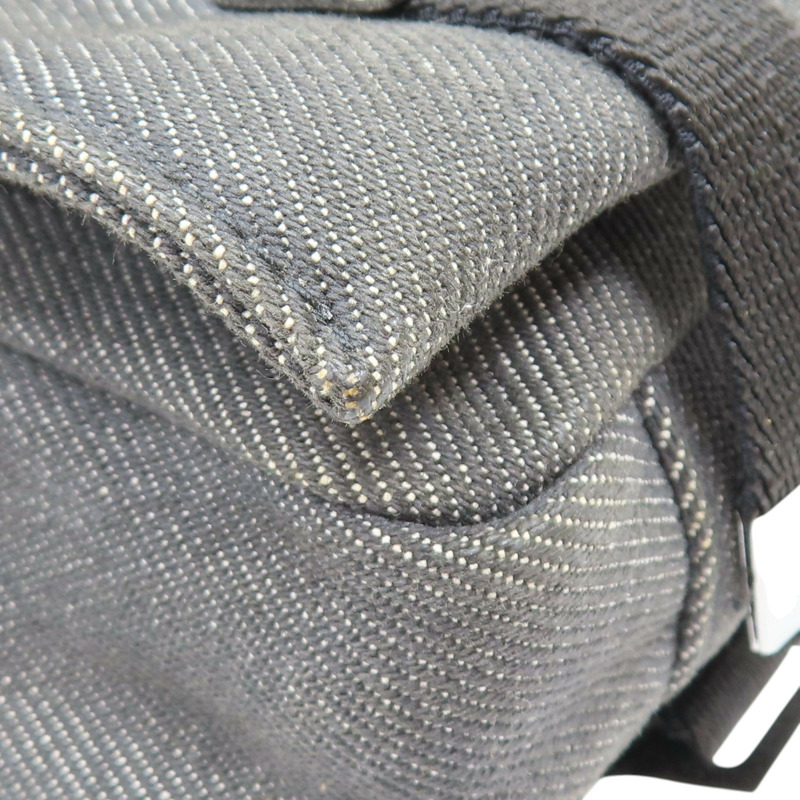 灰色 單寧布 黑色牛皮 肩背包【GUCCI 古馳】 90764-12