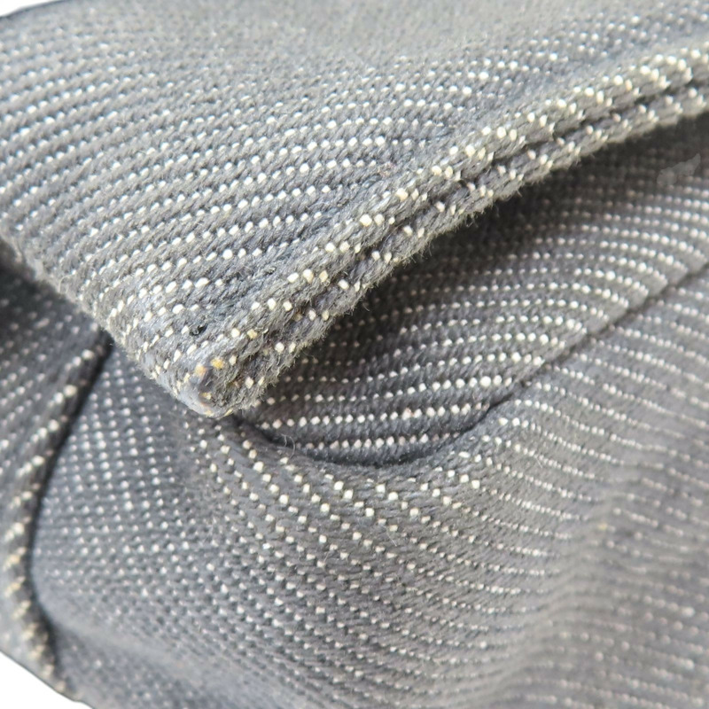 灰色 單寧布 黑色牛皮 肩背包【GUCCI 古馳】 90764-13