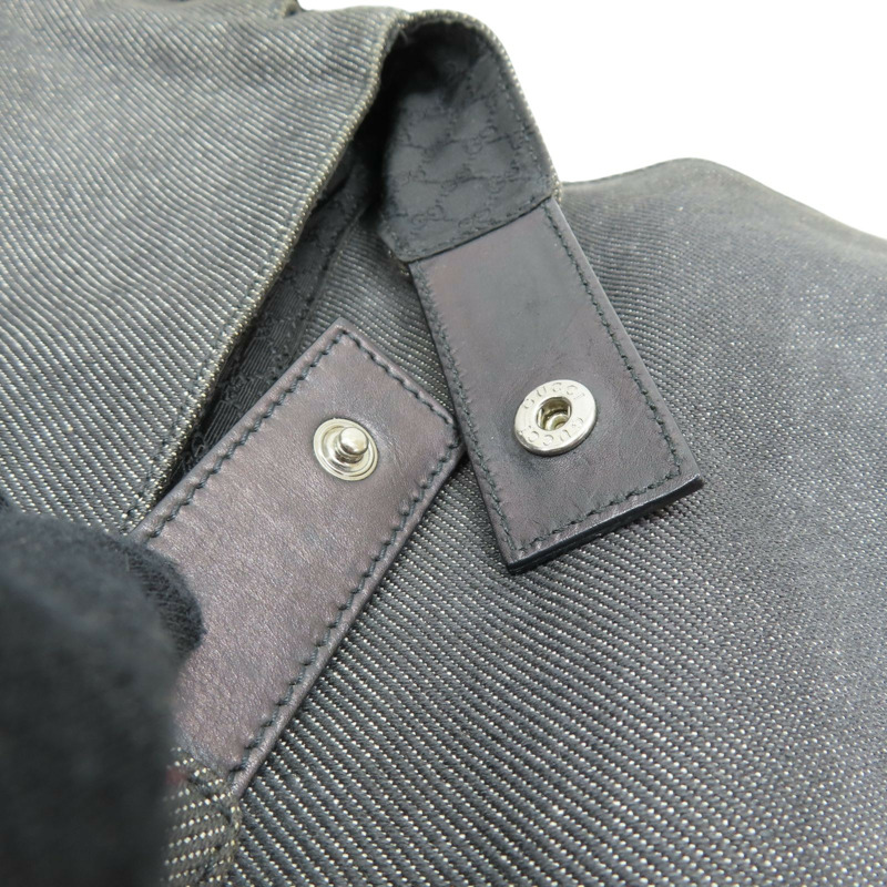 灰色 單寧布 黑色牛皮 肩背包【GUCCI 古馳】 90764-17