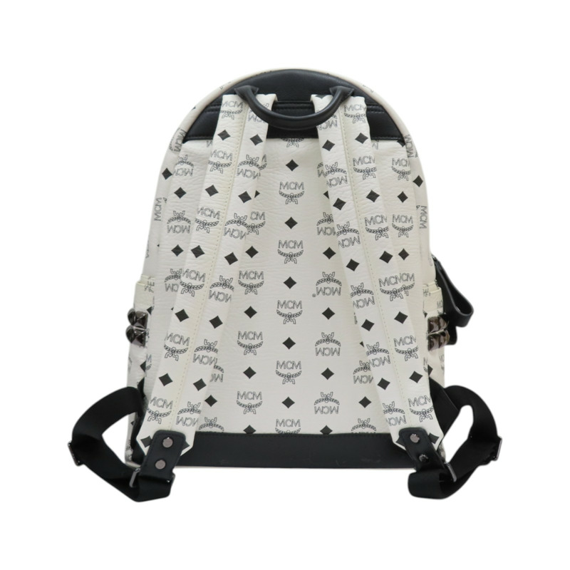 白色帆布 Visetos系列 Stark Bebe Boo 後背包【MCM】 MMK 4SVE38 WT001-1