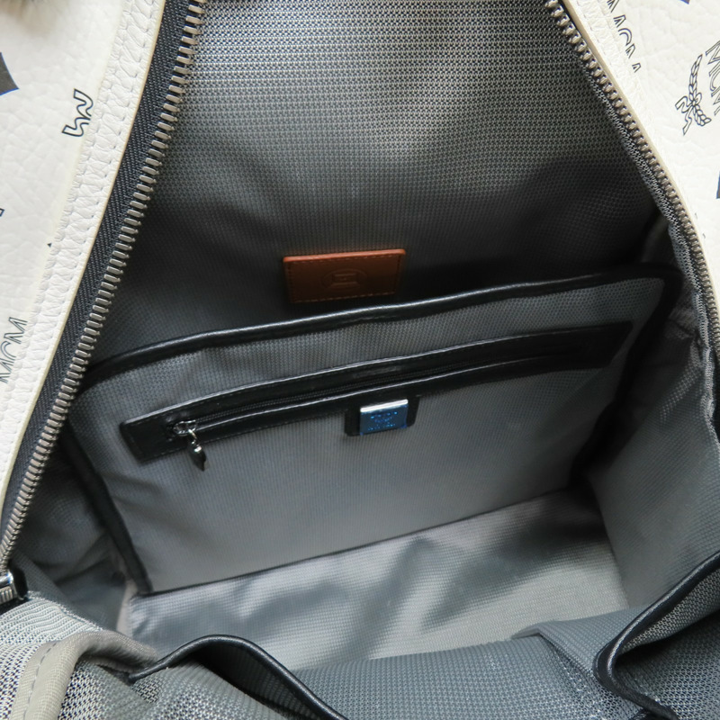 白色帆布 Visetos系列 Stark Bebe Boo 後背包【MCM】 MMK 4SVE38 WT001-4