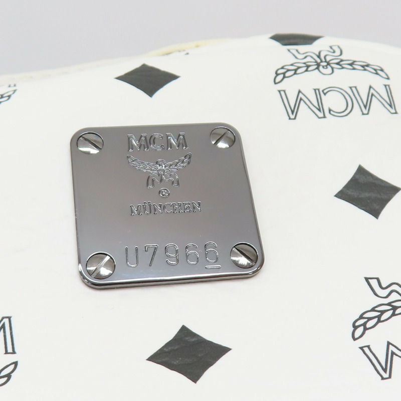 白色帆布 Visetos系列 Stark Bebe Boo 後背包【MCM】 MMK 4SVE38 WT001-8