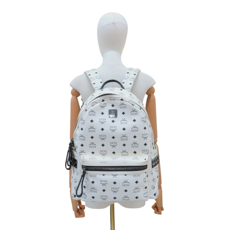 白色帆布 Visetos系列 Stark Bebe Boo 後背包【MCM】 MMK 4SVE38 WT001-10