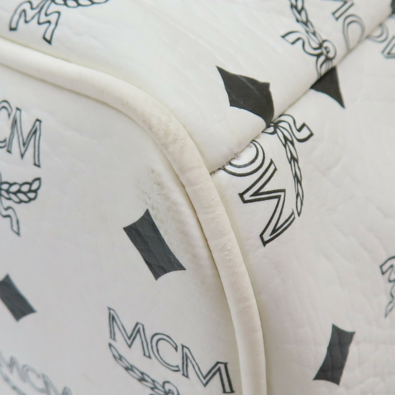 白色帆布 Visetos系列 Stark Bebe Boo 後背包【MCM】 MMK 4SVE38 WT001-12