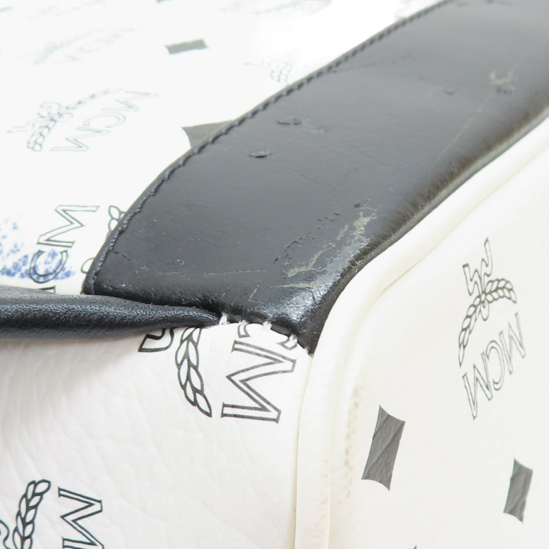 白色帆布 Visetos系列 Stark Bebe Boo 後背包【MCM】 MMK 4SVE38 WT001-13