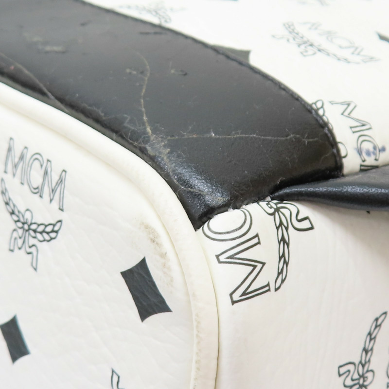 白色帆布 Visetos系列 Stark Bebe Boo 後背包【MCM】 MMK 4SVE38 WT001-14