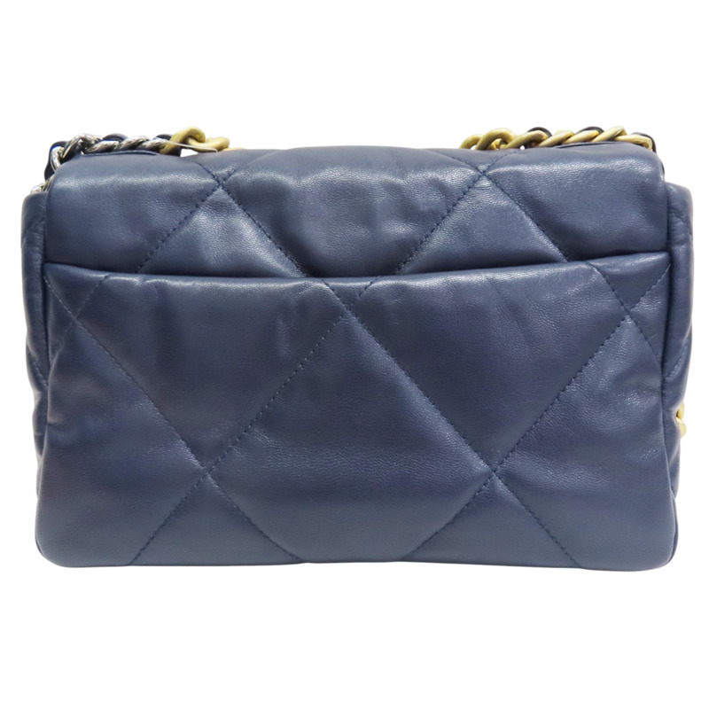 深藍色 羊皮 19 口蓋 兩用包【CHANEL 香奈兒】 AS1160-1