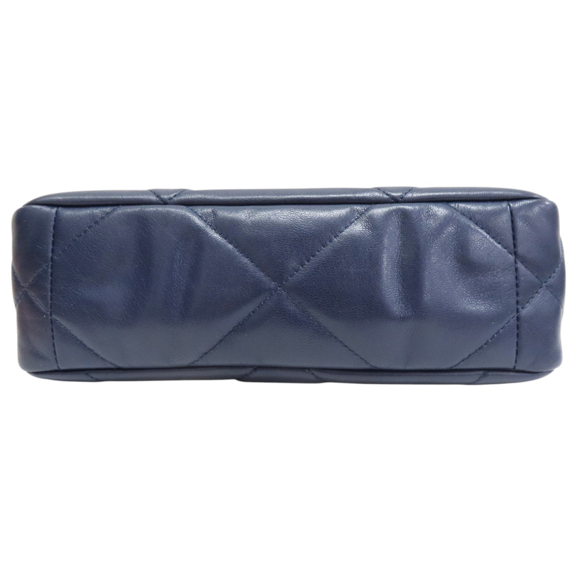 深藍色 羊皮 19 口蓋 兩用包【CHANEL 香奈兒】 AS1160-3
