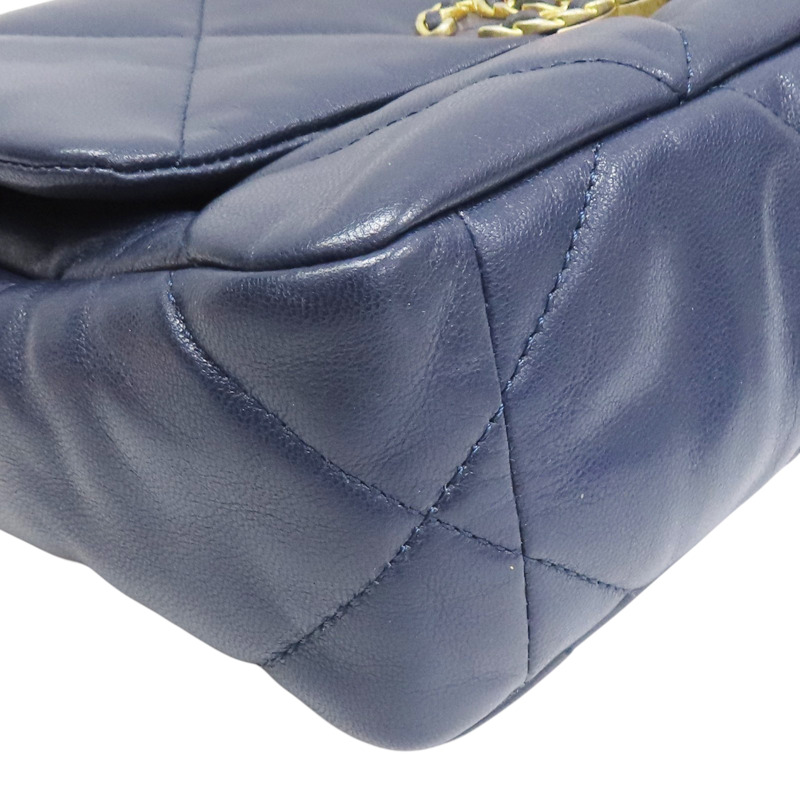 深藍色 羊皮 19 口蓋 兩用包【CHANEL 香奈兒】 AS1160-10