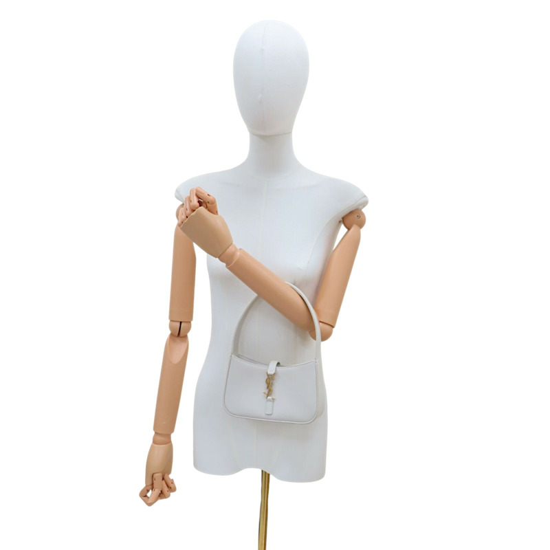 白色 牛皮 LE 5 A 7 Mini Hobo 手提包【SAINT LAURENT YSL 聖羅蘭】 710318-9