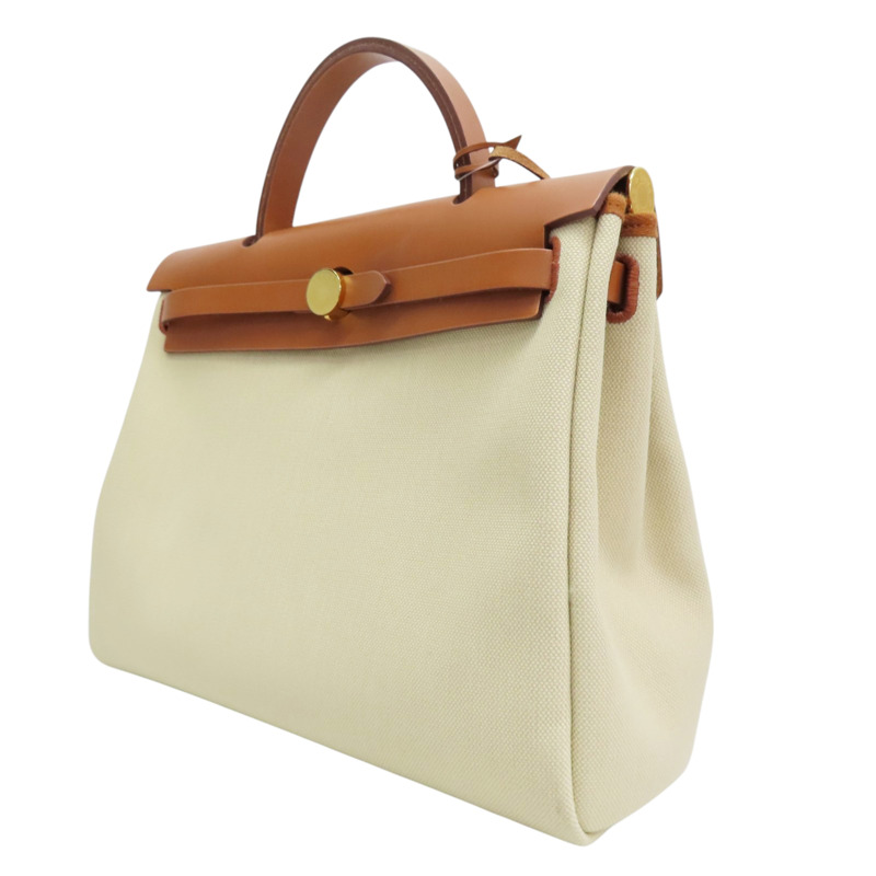 電光藍帆布 棕色牛皮 Herbag Zip 31 肩背包 B刻【HERMES 愛馬仕】-2