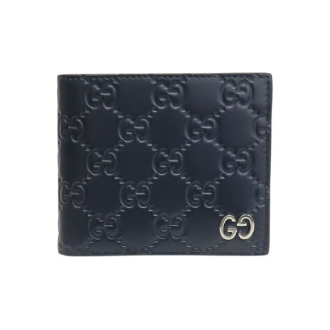 深藍色 牛皮 Trifold Wallet 兩折短夾【GUCCI 古馳】 473916