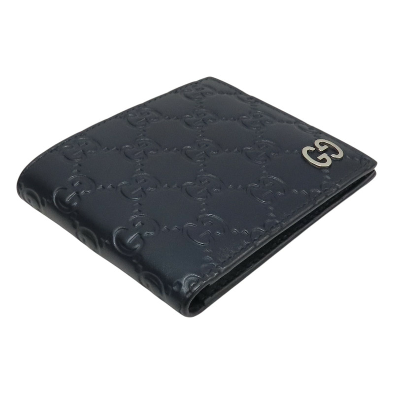 深藍色 牛皮 Trifold Wallet 兩折短夾【GUCCI 古馳】 473916-2
