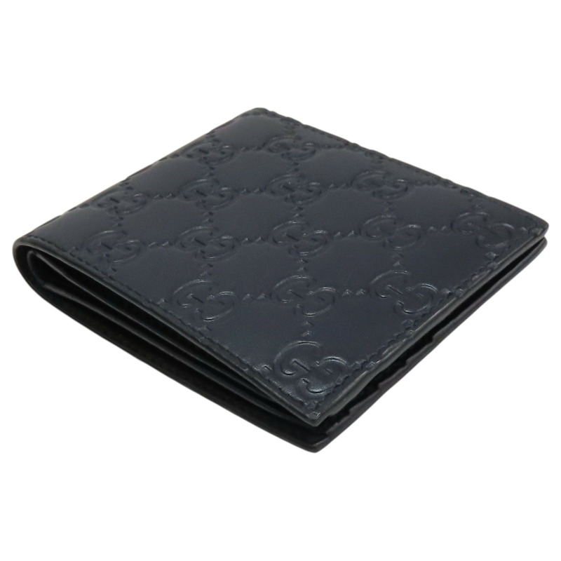 深藍色 牛皮 Trifold Wallet 兩折短夾【GUCCI 古馳】 473916-3
