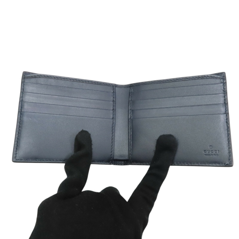 深藍色 牛皮 Trifold Wallet 兩折短夾【GUCCI 古馳】 473916-4