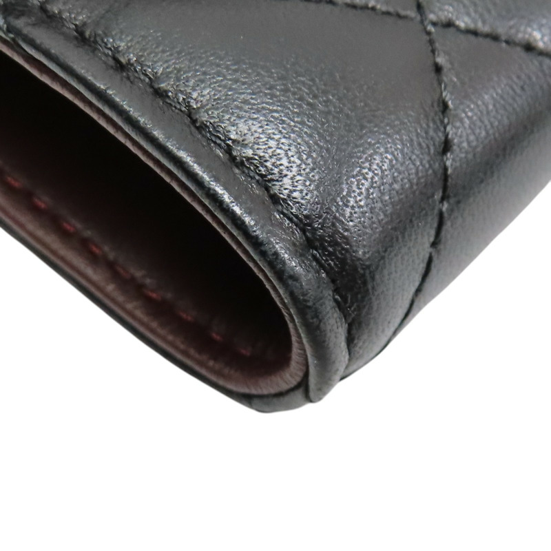 黑色 菱格紋 羊皮 Classic long wallet 銀扣 三折長夾 (無卡)【CHANEL 香奈兒】 AP0241-12