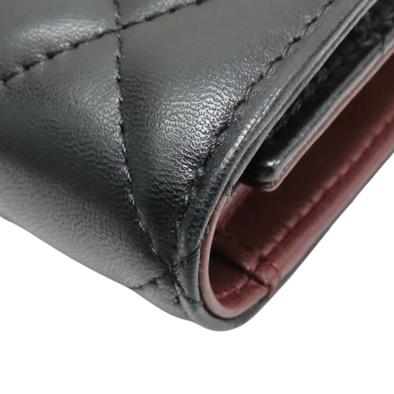 黑色 菱格紋 羊皮 Classic long wallet 銀扣 三折長夾 (無卡)【CHANEL 香奈兒】 AP0241-13