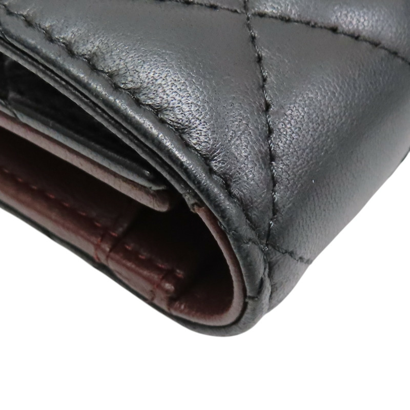 黑色 菱格紋 羊皮 Classic long wallet 銀扣 三折長夾 (無卡)【CHANEL 香奈兒】 AP0241-14